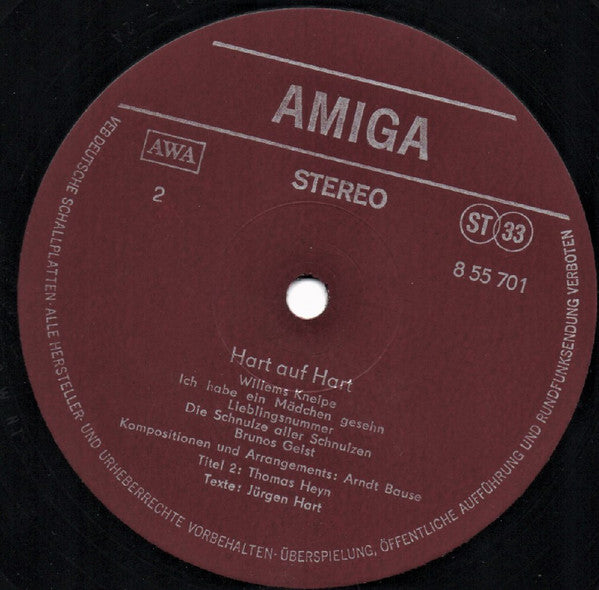Jürgen Hart : Hart Auf Hart (LP, Album, Red)