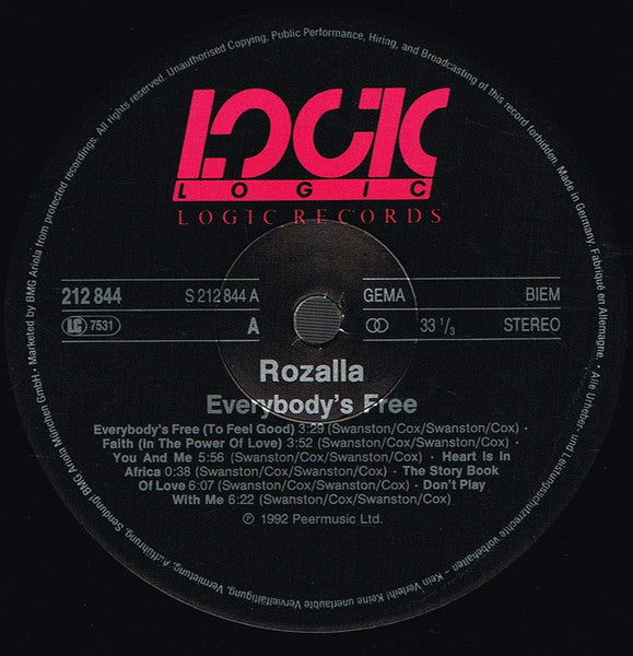 Rozalla : Everybody's Free (LP, Album)
