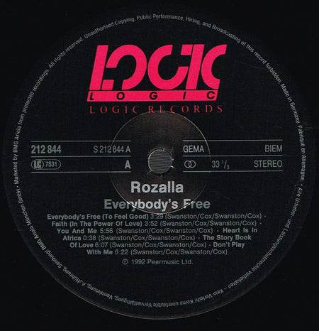 Rozalla : Everybody's Free (LP, Album)