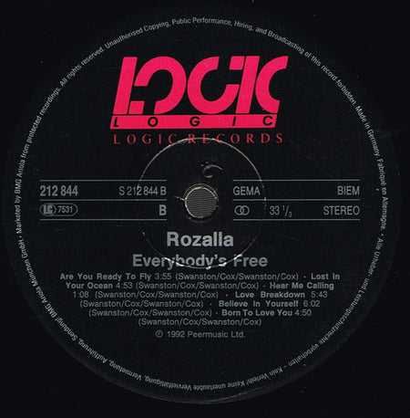 Rozalla : Everybody's Free (LP, Album)