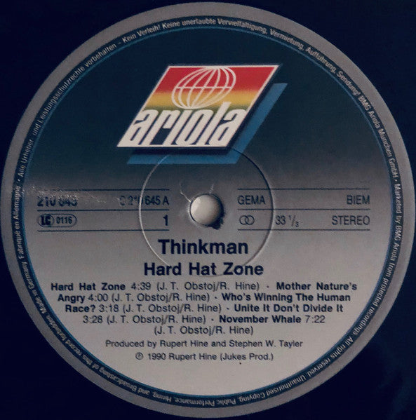 Thinkman : Hard Hat Zone (LP, Album)