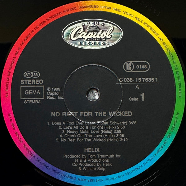 Helix (3) : No Rest For The Wicked (LP, Album, Fam)