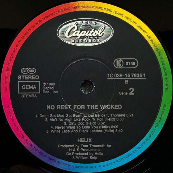 Helix (3) : No Rest For The Wicked (LP, Album, Fam)