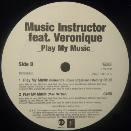 Music Instructor Feat. Veronique (7) : Play My Music (12")