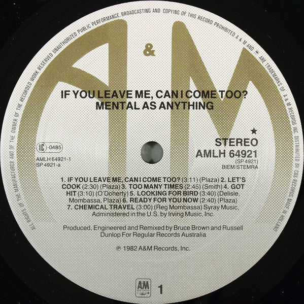 Mental As Anything : If You Leave Me, Can I Come Too? (LP, Album)