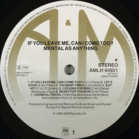 Mental As Anything : If You Leave Me, Can I Come Too? (LP, Album)
