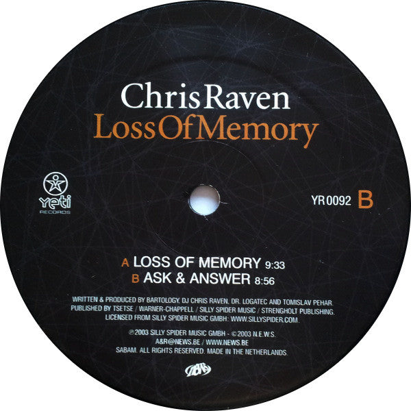 Chris Raven : Loss Of Memory (12")