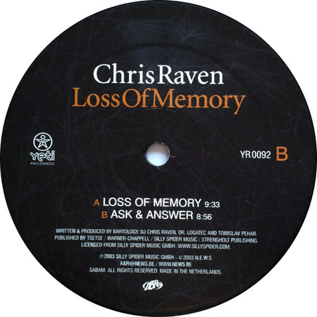 Chris Raven : Loss Of Memory (12")
