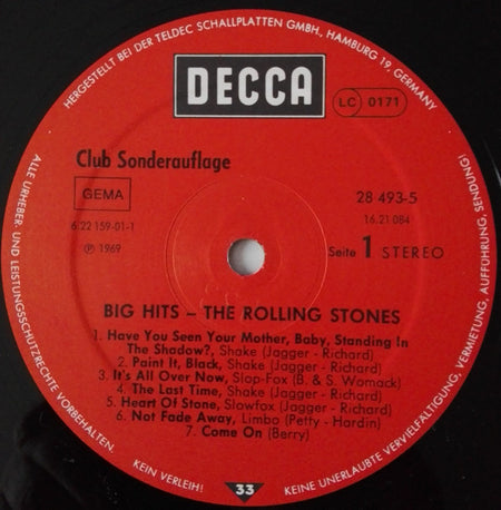 The Rolling Stones : Big Hits (LP, Comp, Club, RE)