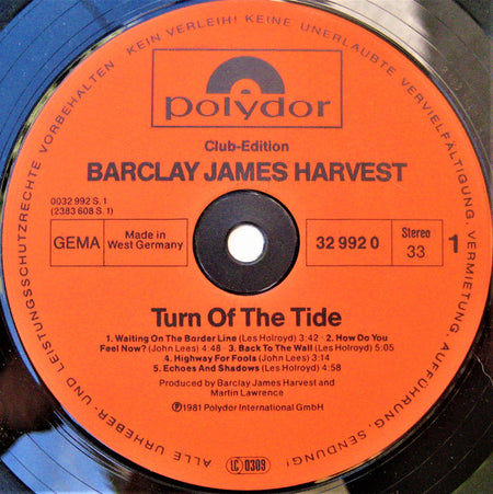 Barclay James Harvest : Turn Of The Tide (LP, Album, Clu)