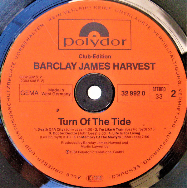 Barclay James Harvest : Turn Of The Tide (LP, Album, Clu)