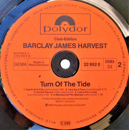 Barclay James Harvest : Turn Of The Tide (LP, Album, Clu)