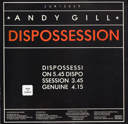 Andy Gill : Dispossession (12", Maxi)