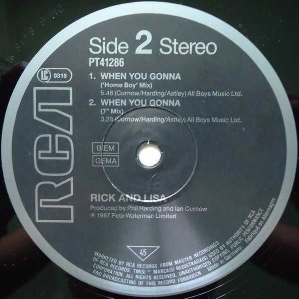 Rick Astley And Lisa Fabien : When You Gonna (12", Maxi)