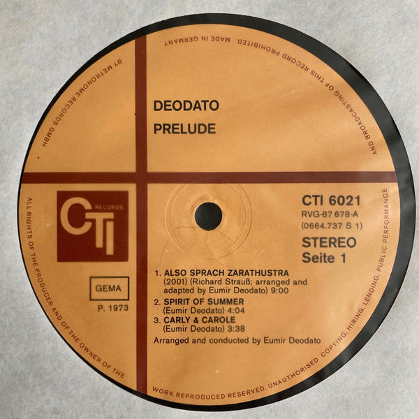 Eumir Deodato : Prelude (LP, Album, Gat)