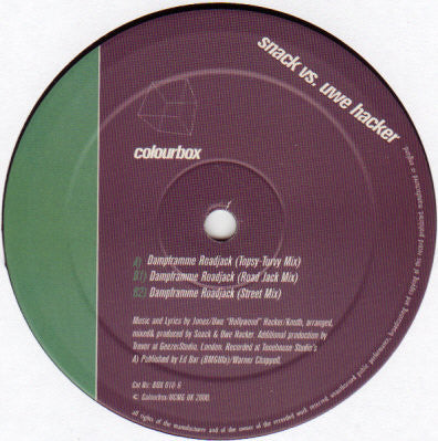 Snack vs. Uwe Hacker : Dampframme Roadjack (12")