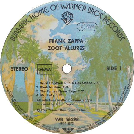 Frank Zappa : Zoot Allures (LP, Album, RP)