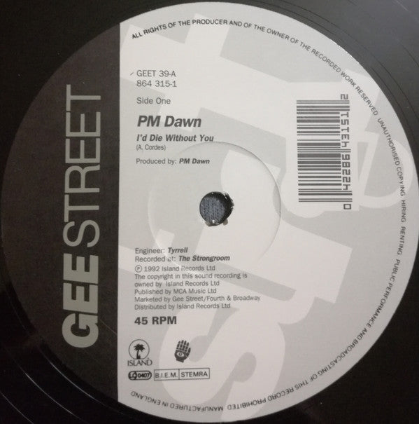P.M. Dawn : I'd Die Without You (12", Single)