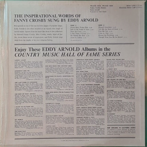 Eddy Arnold : Praise Him, Praise Him (LP, Album, RE, Ora)