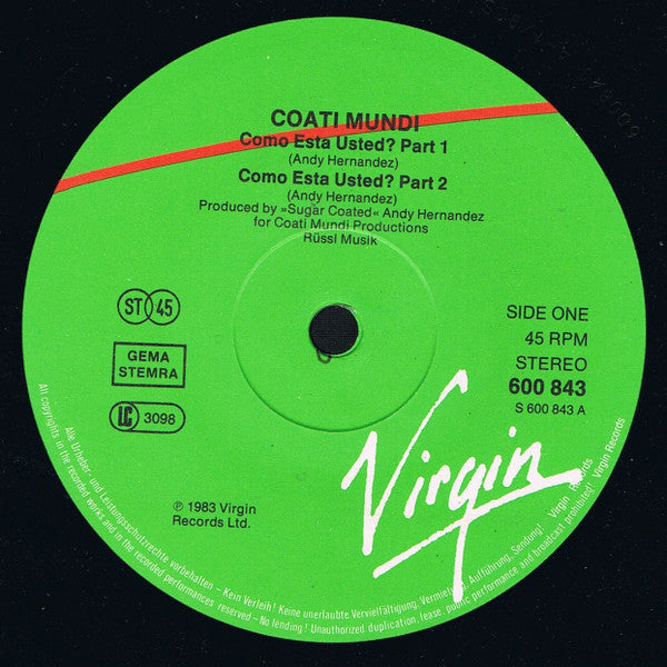 Coati Mundi : ¿Como Esta Usted? (Trans: How Are You?) Parts 1 & 2 (12", Maxi)