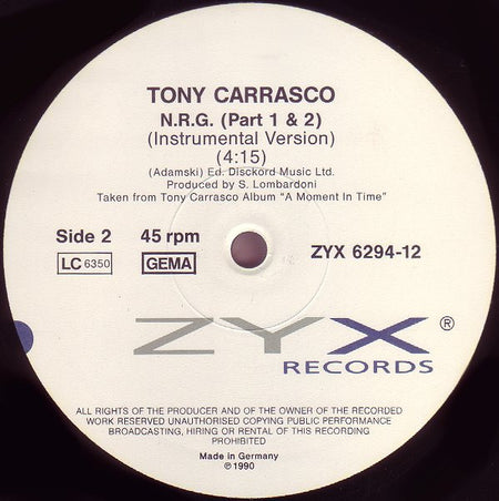Tony Carrasco : N.R.G. (Vocal Version) (Part 1 & 2) (12")