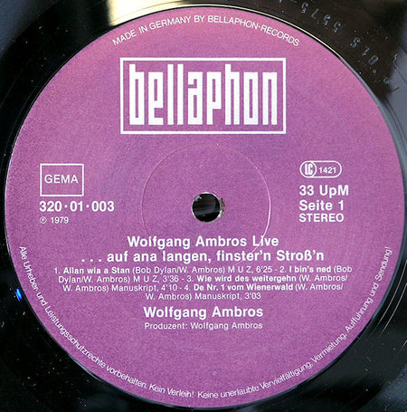 Wolfgang Ambros : Live (...Auf Ana Langen, Finster'n Stroß'n) (2xLP, Album, RE)