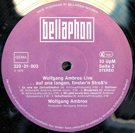 Wolfgang Ambros : Live (...Auf Ana Langen, Finster'n Stroß'n) (2xLP, Album, RE)