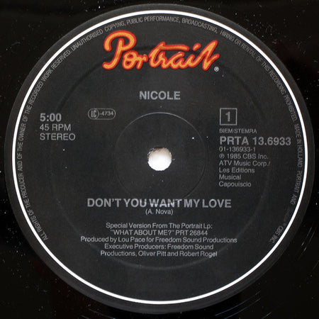 Nicole J McCloud : Don't You Want My Love (Maxi Club Version) (12", Maxi)