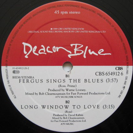 Deacon Blue : Fergus Sings The Blues (12", Maxi)