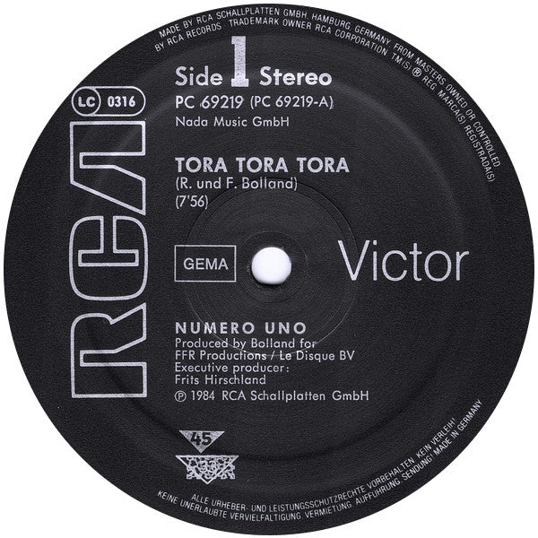 Numero Uno : Tora Tora Tora (12", Maxi)
