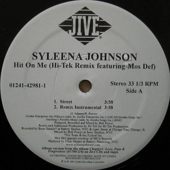 Syleena Johnson Featuring Mos Def : Hit On Me (Hi-Tek Remix) (12")