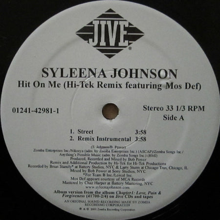 Syleena Johnson Featuring Mos Def : Hit On Me (Hi-Tek Remix) (12")