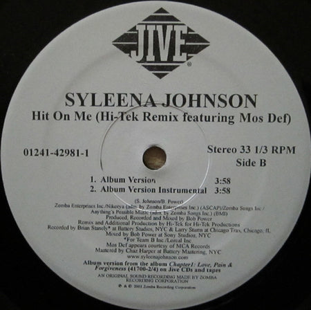 Syleena Johnson Featuring Mos Def : Hit On Me (Hi-Tek Remix) (12")