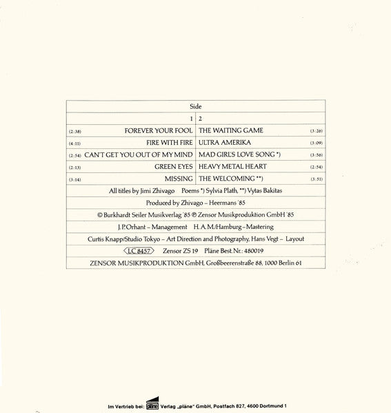Jimi Zhivago : Fire With Fire (LP, Album)