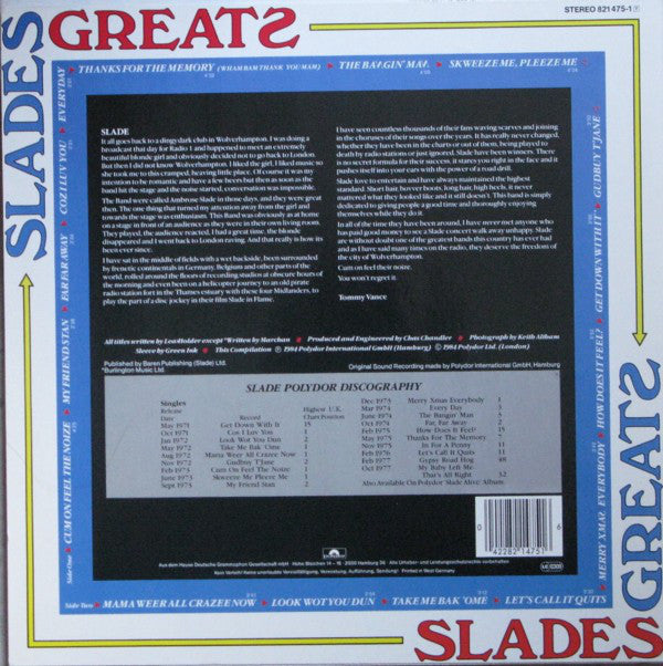 Slade : Slades Greats (LP, Comp)