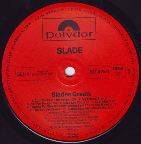 Slade : Slades Greats (LP, Comp)