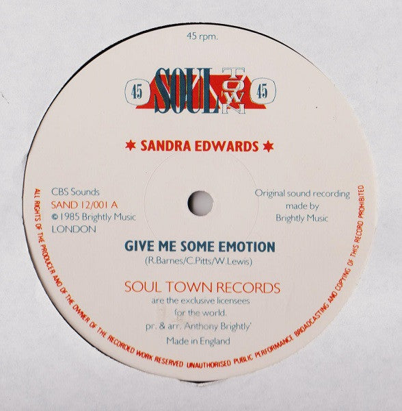 Sandra Edwards : Give Me Some Emotion (12")