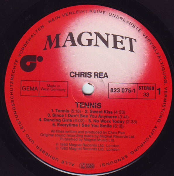 Chris Rea : Tennis (LP, Album, RE)