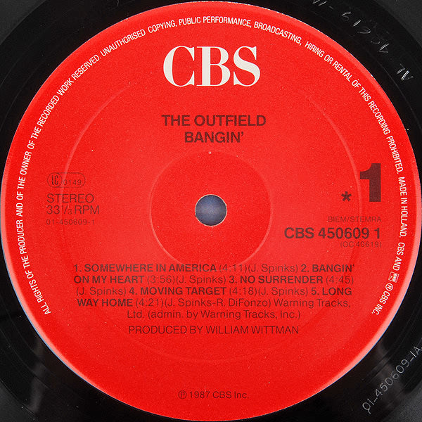 The Outfield : Bangin' (LP, Album)