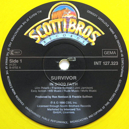 Survivor : In Good Faith (12", Maxi, S/Edition, Yel)