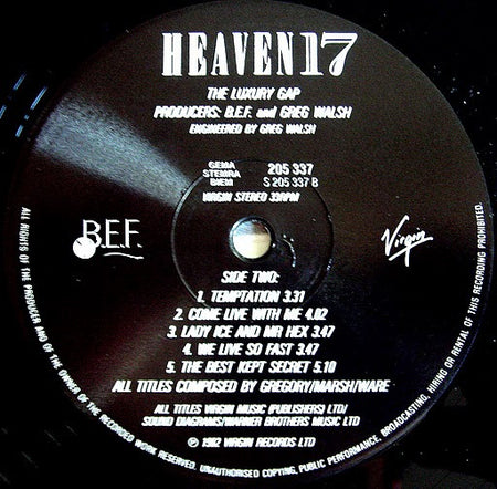 Heaven 17 : The Luxury Gap (LP, Album, RP)