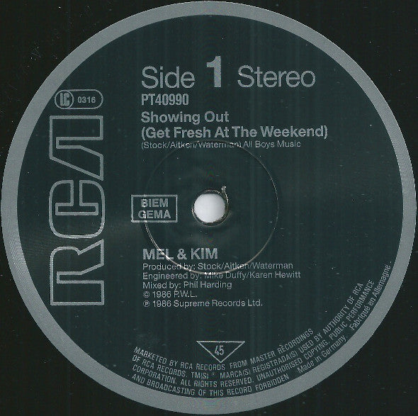 Mel & Kim : Showing Out (12", Maxi)