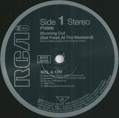 Mel & Kim : Showing Out (12", Maxi)