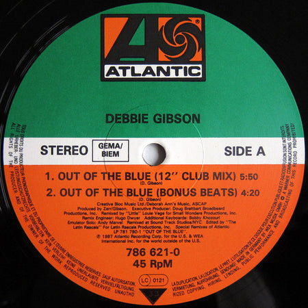 Debbie Gibson : Out Of The Blue (12")