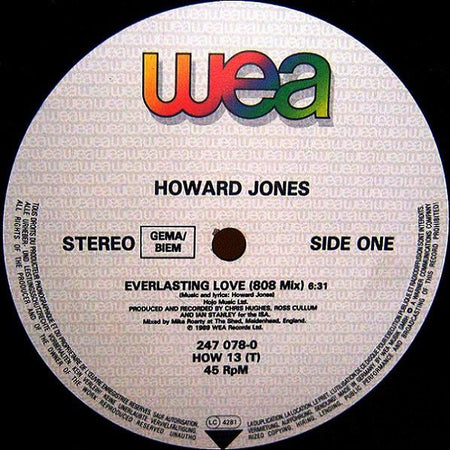 Howard Jones : Everlasting Love (808 Mix) (12", Single)