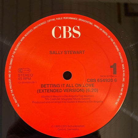Sally Stewart : Betting It All On Love (12", Maxi)