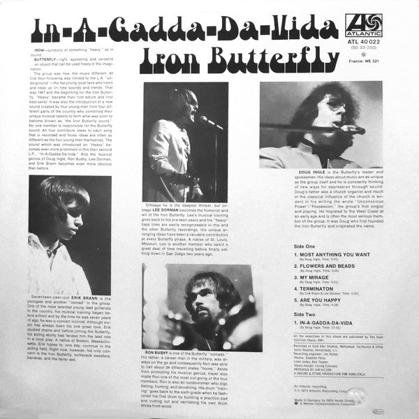 Iron Butterfly : In-A-Gadda-Da-Vida (LP, Album, RE)