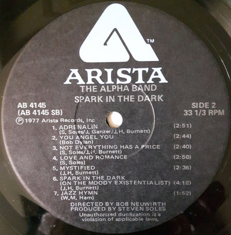 The Alpha Band : Spark In The Dark (LP, Album)