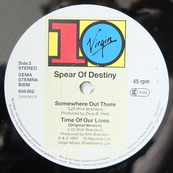 Spear Of Destiny : Strangers In Our Town (12")
