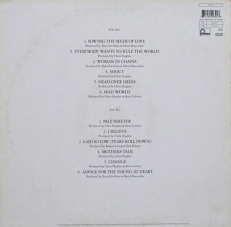 Tears For Fears : Tears Roll Down (Greatest Hits 82-92) (LP, Comp)